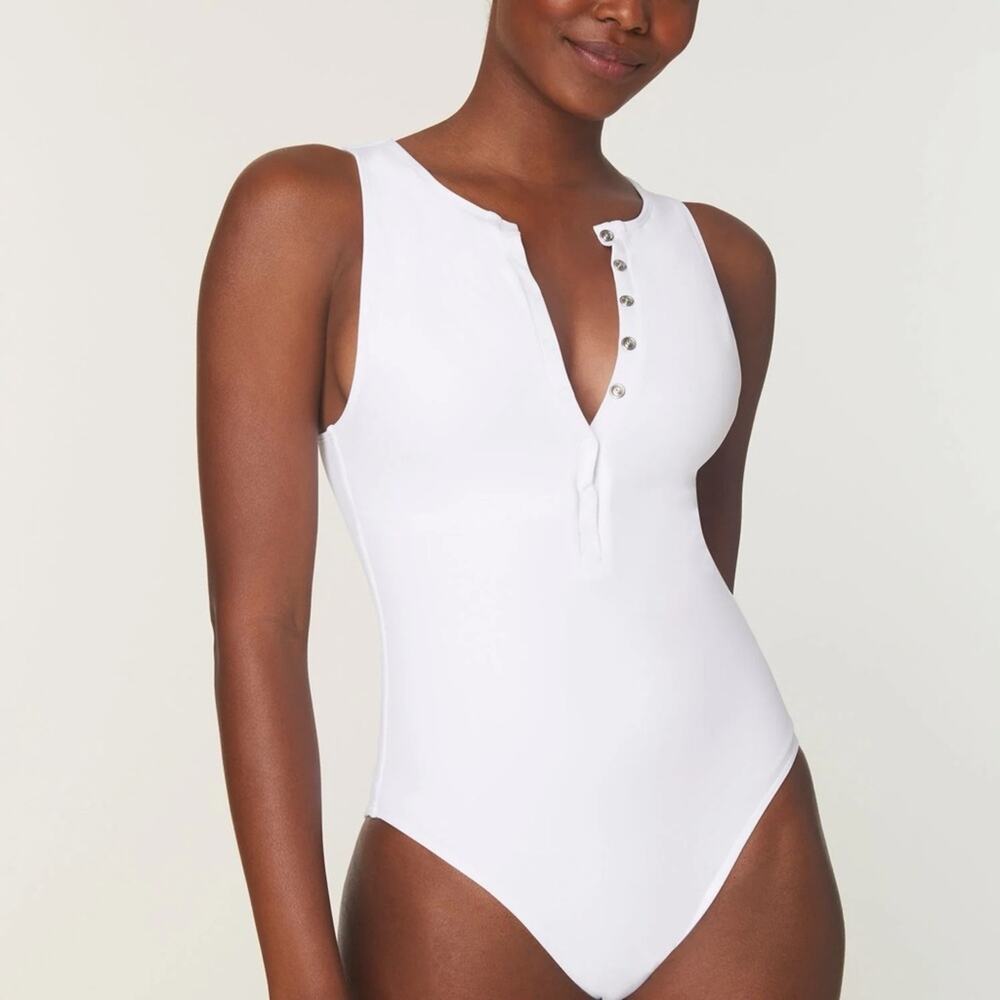Andie The Malibu One Piece Swimsuit White Medium NEW Eco Nylon